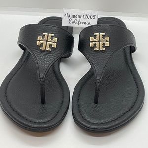 Tory Burch New in box!  Jolie Flat Thong tumbled leather size 7 Black